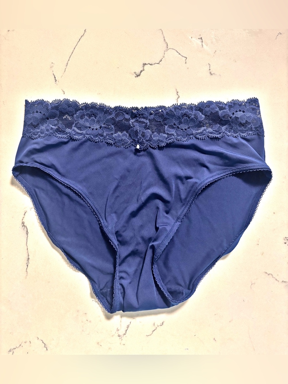 Lace Waist Bikini Underwear in Navy Blue, New, Small